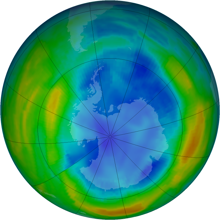 Antarctic ozone map for 21 August 1997